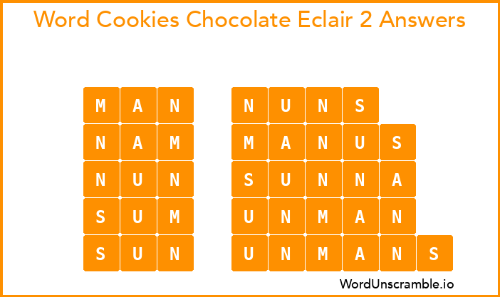 Word Cookies Chocolate Eclair 2 Answers