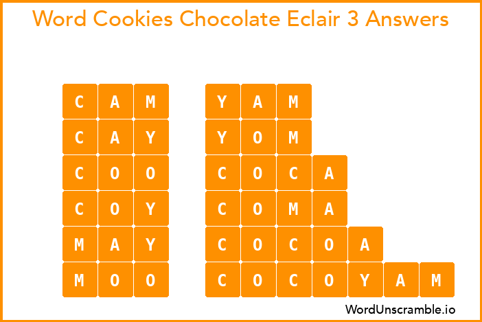 Word Cookies Chocolate Eclair 3 Answers