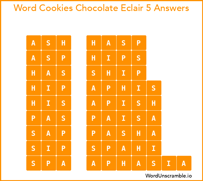 Word Cookies Chocolate Eclair 5 Answers