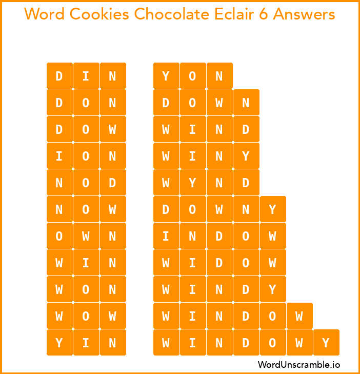 Word Cookies Chocolate Eclair 6 Answers