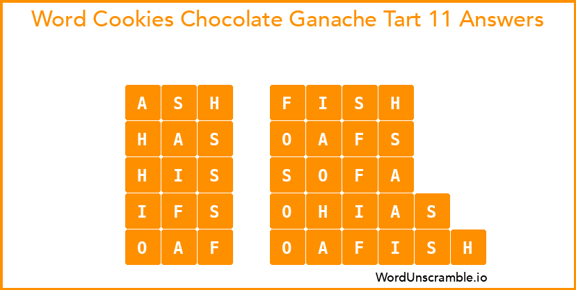 Word Cookies Chocolate Ganache Tart 11 Answers