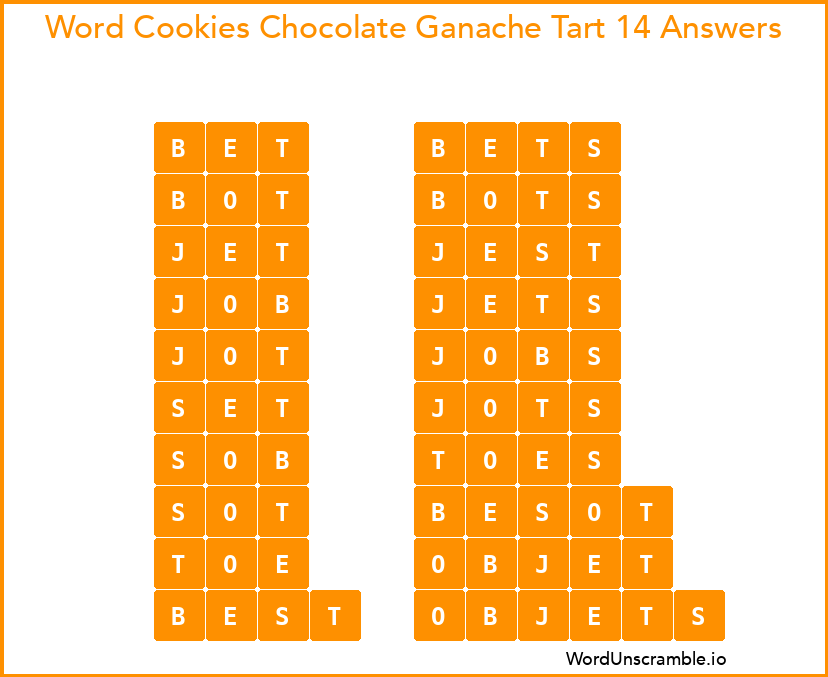 Word Cookies Chocolate Ganache Tart 14 Answers