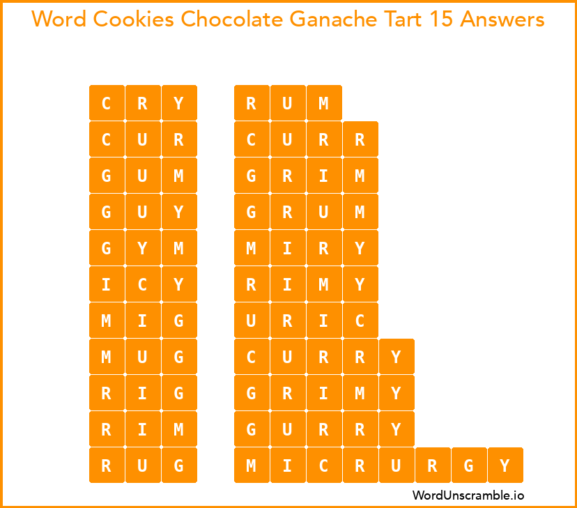 Word Cookies Chocolate Ganache Tart 15 Answers