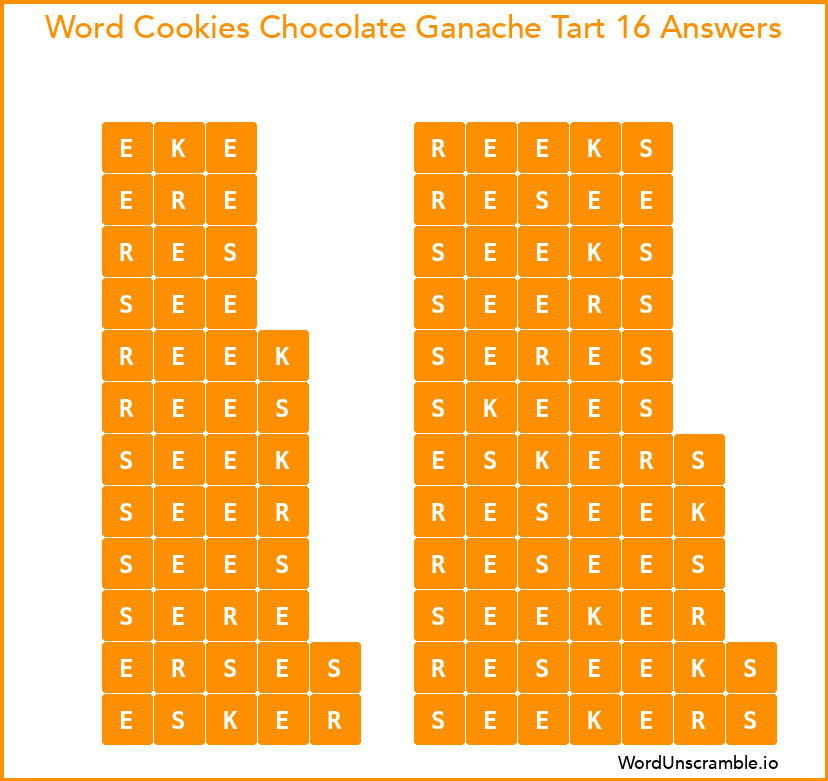 Word Cookies Chocolate Ganache Tart 16 Answers