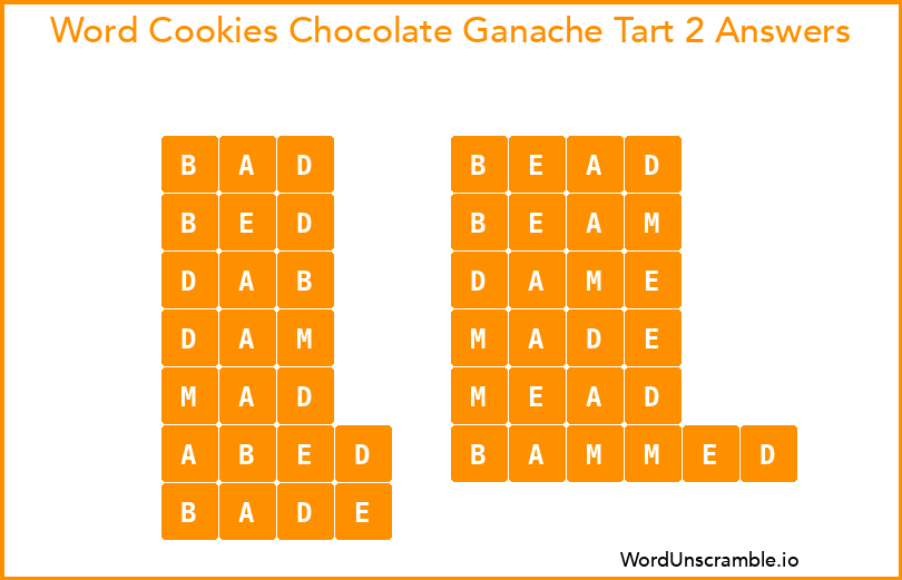 Word Cookies Chocolate Ganache Tart 2 Answers