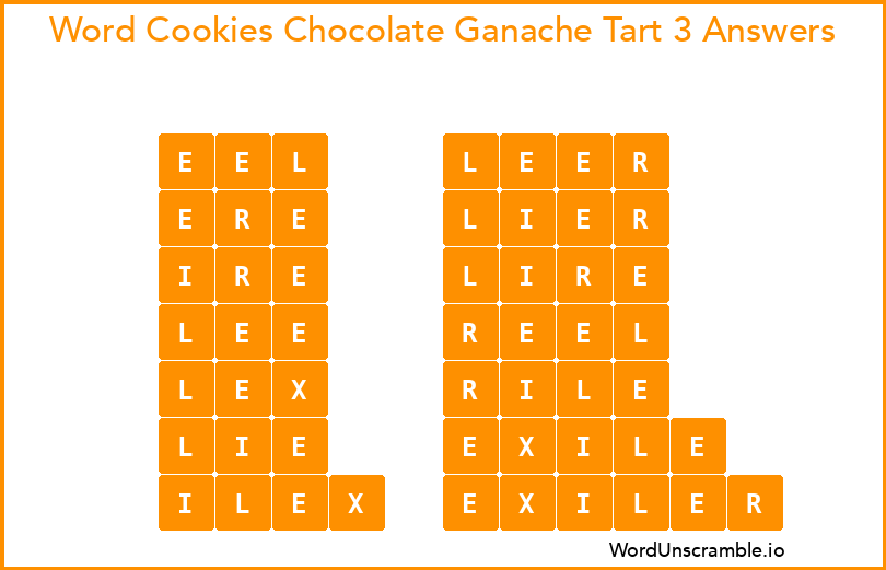 Word Cookies Chocolate Ganache Tart 3 Answers
