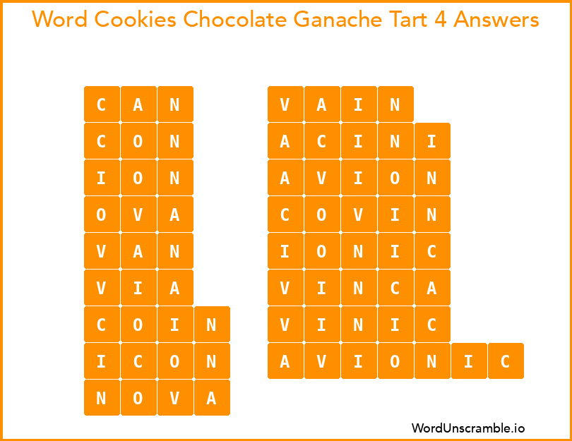 Word Cookies Chocolate Ganache Tart 4 Answers