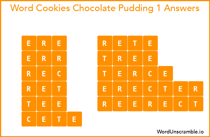 Word Cookies Chocolate Pudding 1 Answers
