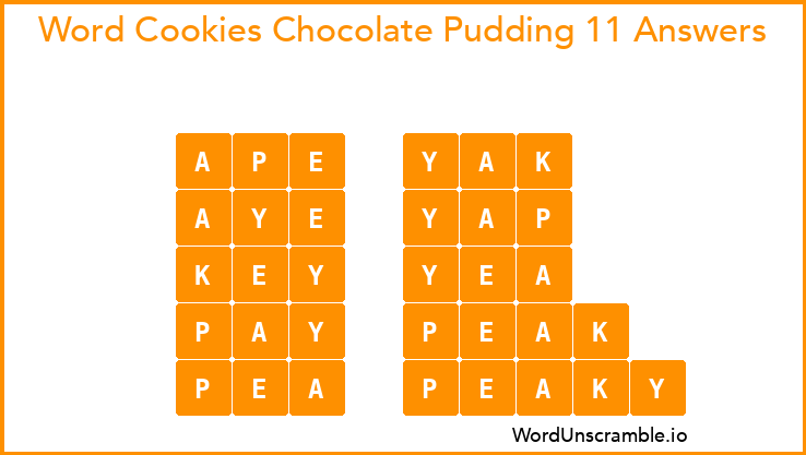 Word Cookies Chocolate Pudding 11 Answers
