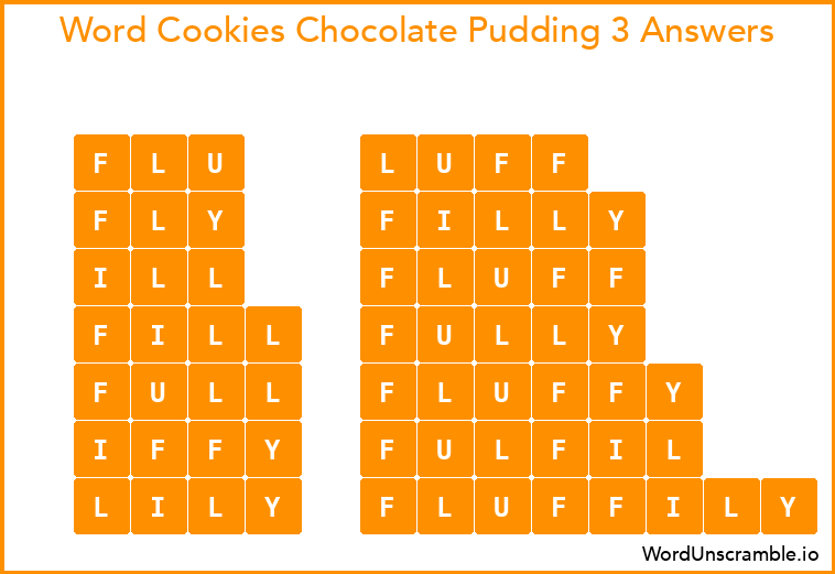 Word Cookies Chocolate Pudding 3 Answers
