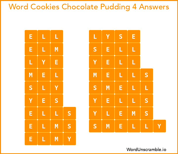 Word Cookies Chocolate Pudding 4 Answers