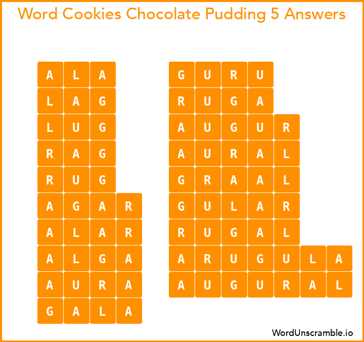 Word Cookies Chocolate Pudding 5 Answers