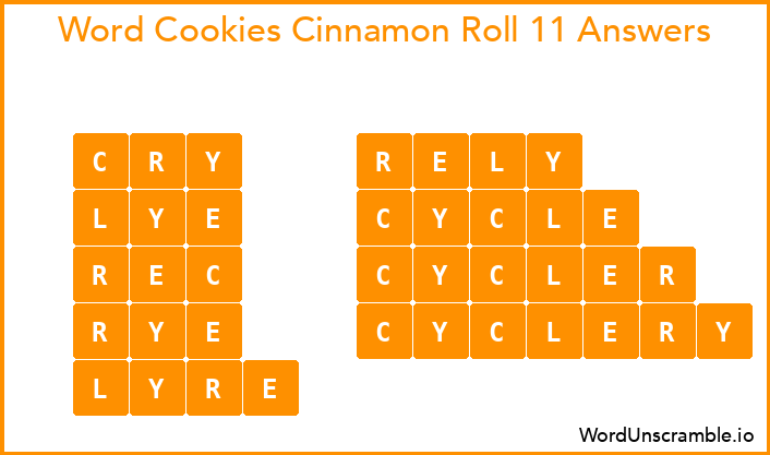 Word Cookies Cinnamon Roll 11 Answers