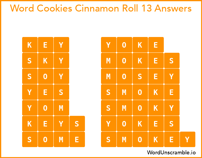 Word Cookies Cinnamon Roll 13 Answers