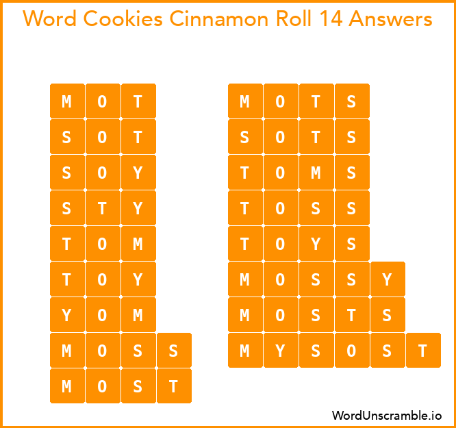 Word Cookies Cinnamon Roll 14 Answers