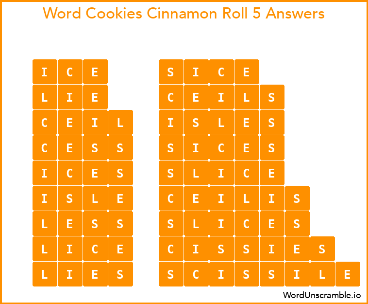 Word Cookies Cinnamon Roll 5 Answers