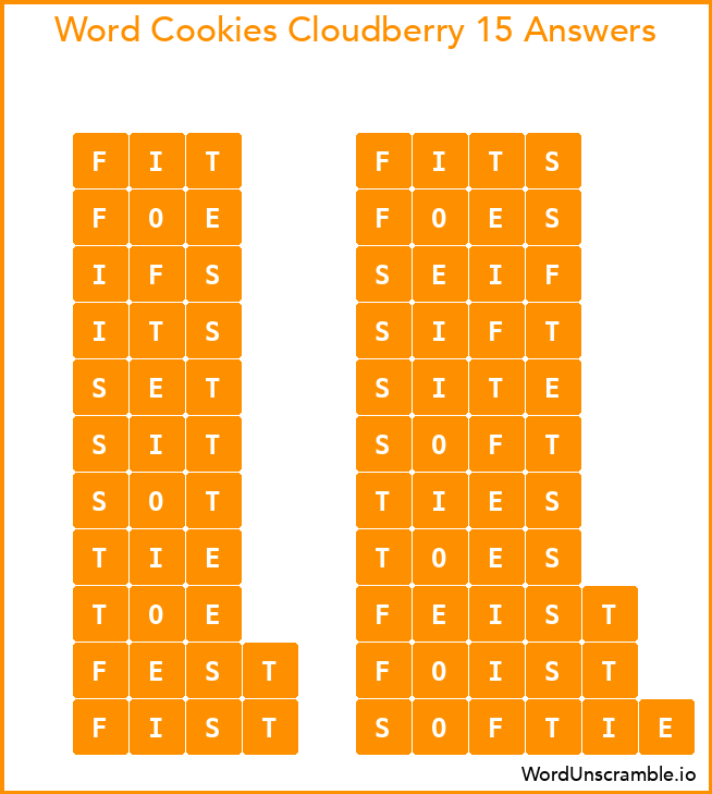 Word Cookies Cloudberry 15 Answers