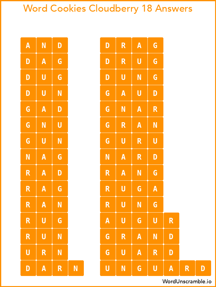 Word Cookies Cloudberry 18 Answers