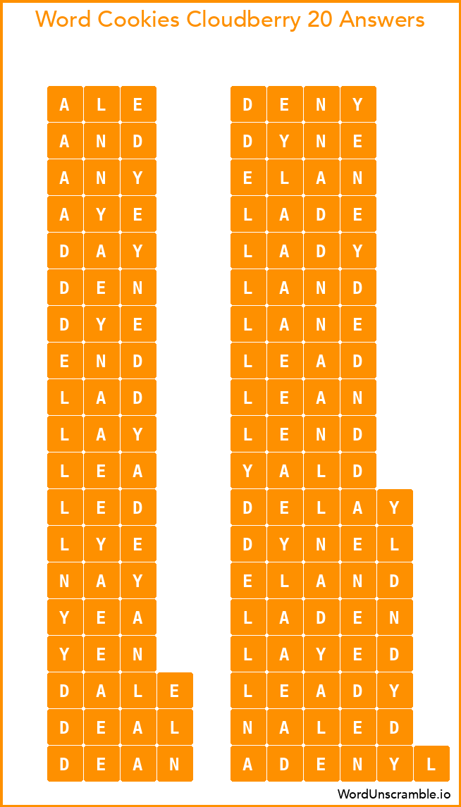 Word Cookies Cloudberry 20 Answers