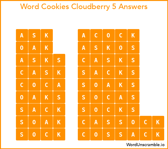 Word Cookies Cloudberry 5 Answers
