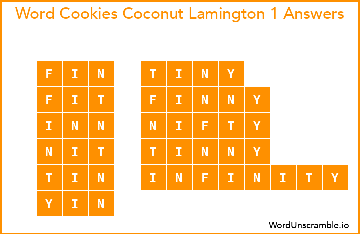 Word Cookies Coconut Lamington 1 Answers