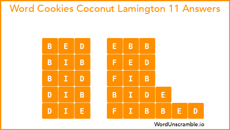 Word Cookies Coconut Lamington 11 Answers