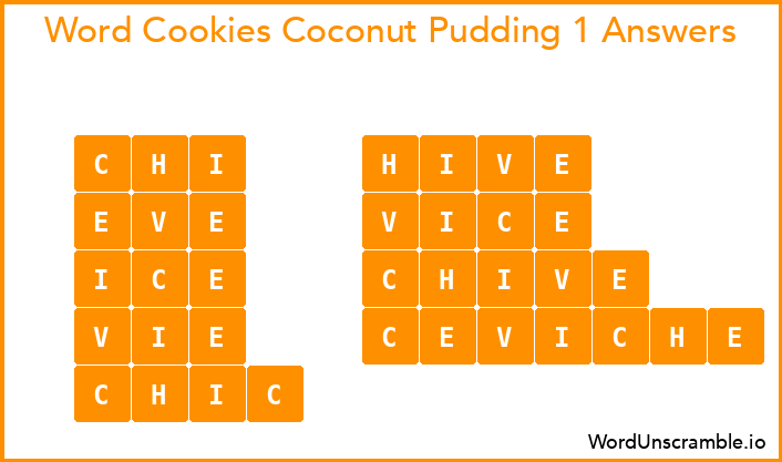 Word Cookies Coconut Pudding 1 Answers