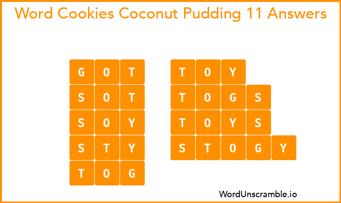 Word Cookies Coconut Pudding 11 Answers