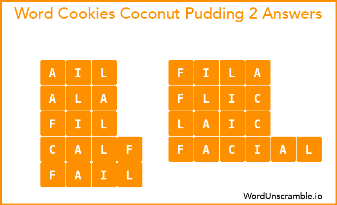 Word Cookies Coconut Pudding 2 Answers