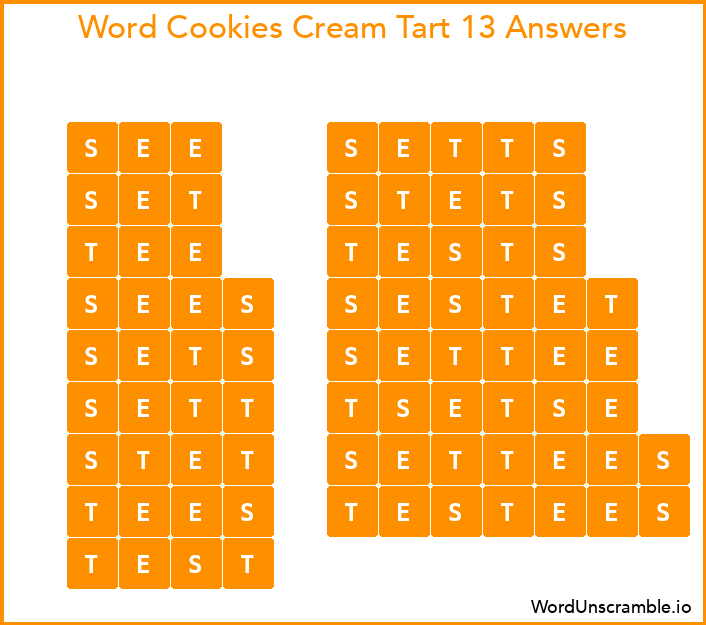 Word Cookies Cream Tart 13 Answers