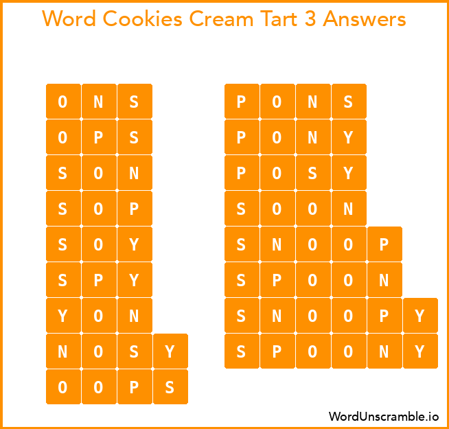 Word Cookies Cream Tart 3 Answers