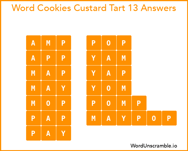 Word Cookies Custard Tart 13 Answers