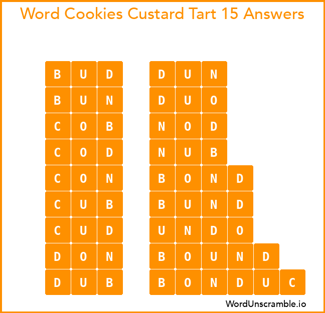 Word Cookies Custard Tart 15 Answers
