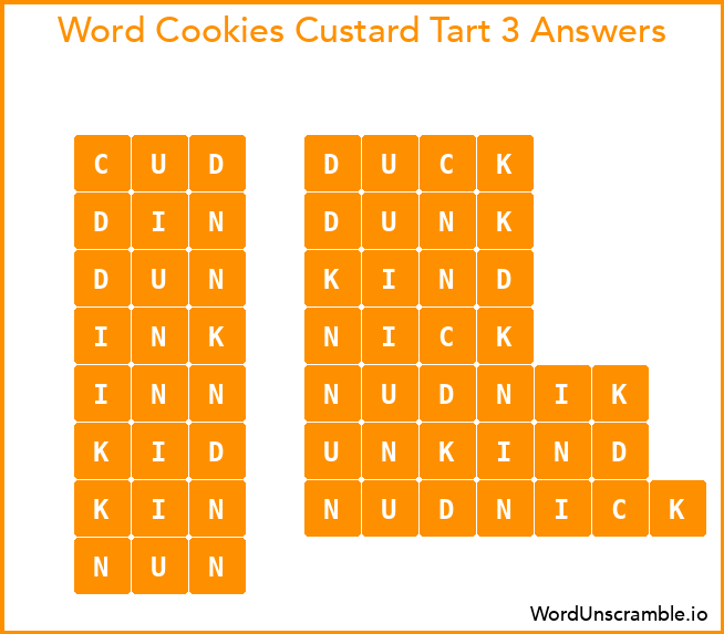Word Cookies Custard Tart 3 Answers