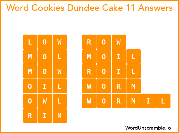 Word Cookies Dundee Cake 11 Answers
