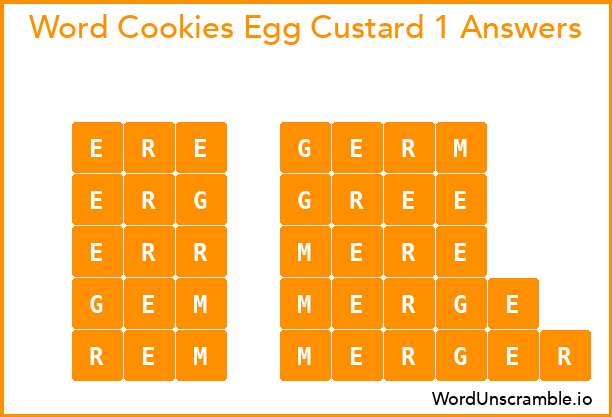 Word Cookies Egg Custard 1 Answers