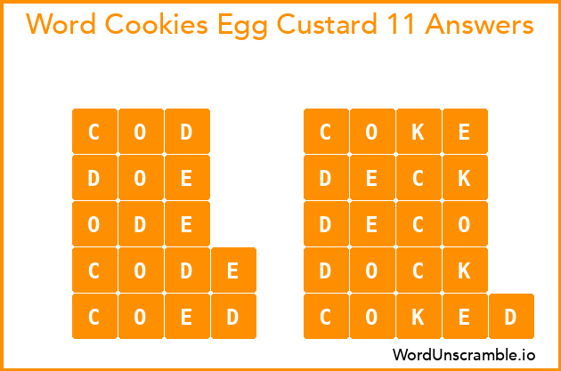 Word Cookies Egg Custard 11 Answers