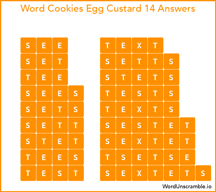 Word Cookies Egg Custard 14 Answers