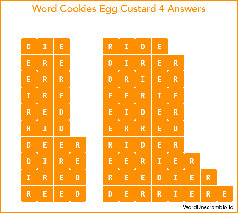 Word Cookies Egg Custard 4 Answers