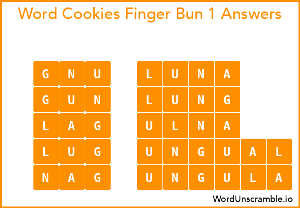Word Cookies Finger Bun 1 Answers