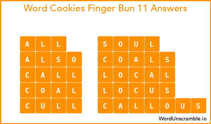 Word Cookies Finger Bun 11 Answers