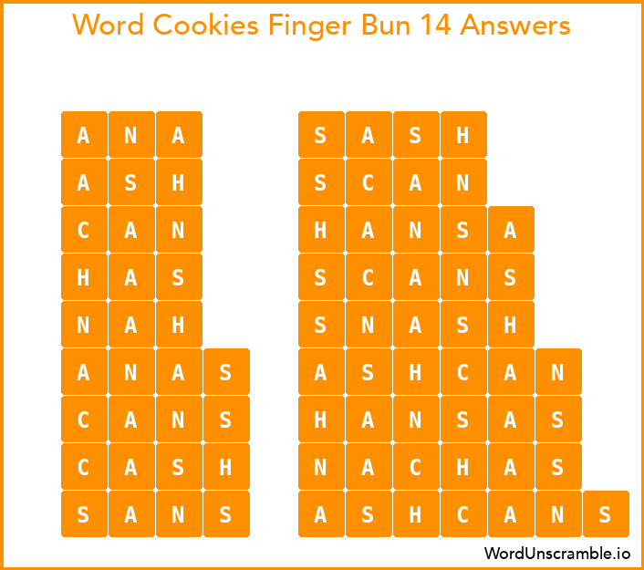 Word Cookies Finger Bun 14 Answers