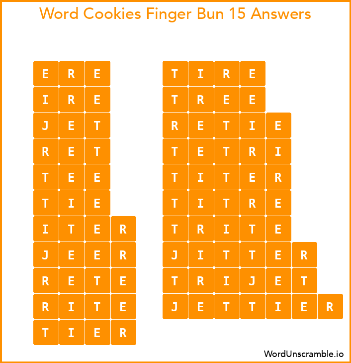Word Cookies Finger Bun 15 Answers