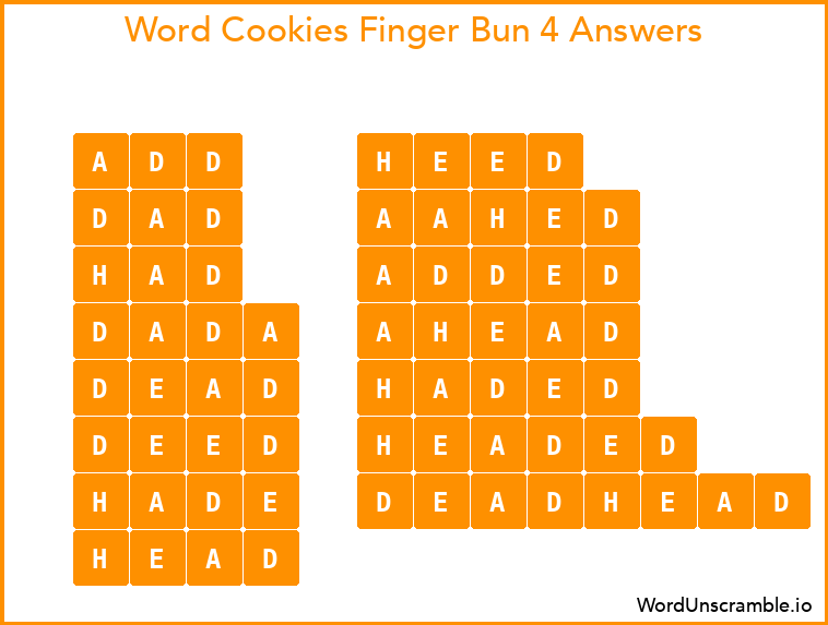 Word Cookies Finger Bun 4 Answers