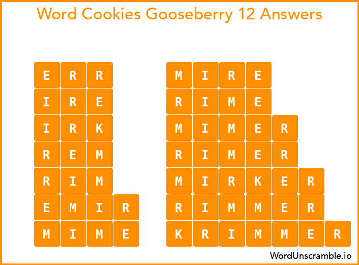 Word Cookies Gooseberry 12 Answers