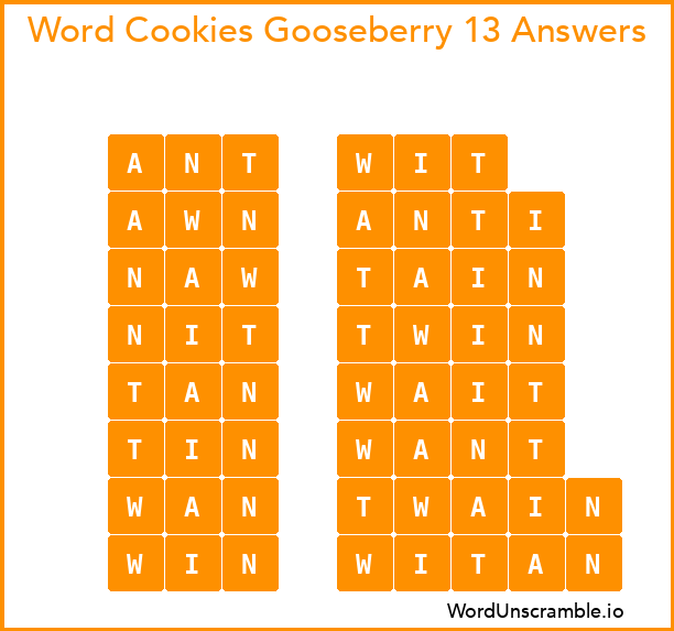Word Cookies Gooseberry 13 Answers