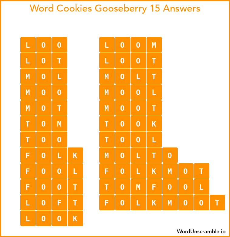 Word Cookies Gooseberry 15 Answers