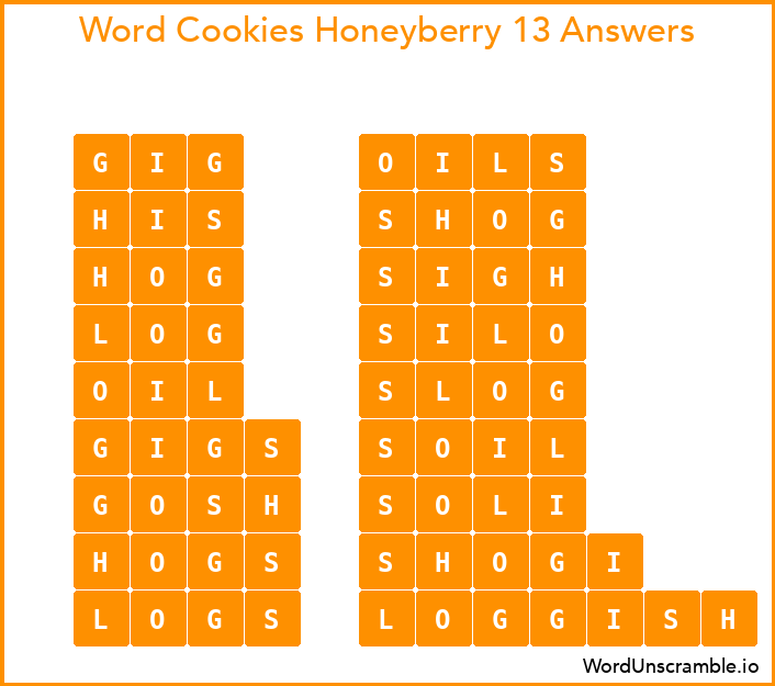 Word Cookies Honeyberry 13 Answers