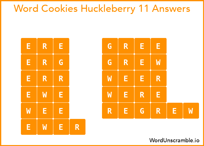 Word Cookies Huckleberry 11 Answers
