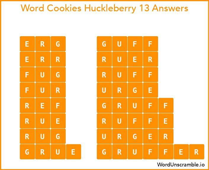 Word Cookies Huckleberry 13 Answers